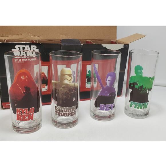 Star Wars Force Awakens Set of 4 10oz Glasses Vandor IOB - Picture 3 of 7